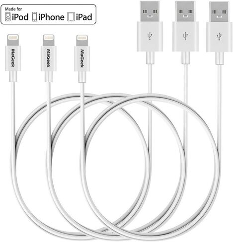 MaGeek iPhone Charger 10 ft, 2-Pack (10 feet) Apple MFi Certified Lightning to USB Cable Charge Cord for iPhone 13/12/11/Pro/SE/XS/XS Max/XR/X/8 Plus/7/6S Plus,iPad Pro Air (White) in Kuwait