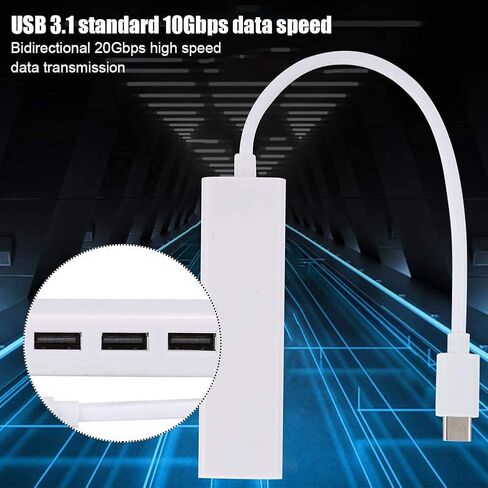 ASHATA USB 3.1 Type C إلى RJ45 USB 2.0 محول كابل بطاقة الشبكة محطة إرساء بطاقة الشبكة 3A 100 واط PD USB C إلى HUB لنقل البيانات in Saudi Arabia