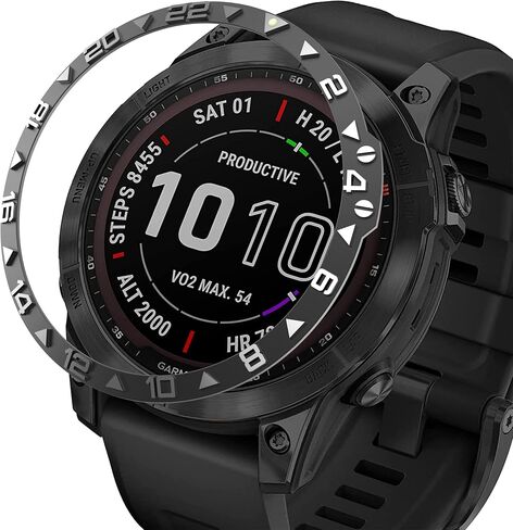 Bezel Ring Compatiable with Garmin Fenix 7X, Stainless Steel Bezel Ring Adhesive Cover Anti Scratch & Collision Protector for Garmin Fenix 7X Sapphire Solar (Black - Not for 7/7S) in Kuwait