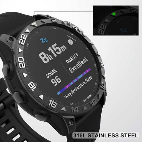 Bezel Ring Compatiable with Garmin Fenix 7X, Stainless Steel Bezel Ring Adhesive Cover Anti Scratch & Collision Protector for Garmin Fenix 7X Sapphire Solar (Black - Not for 7/7S) in Kuwait