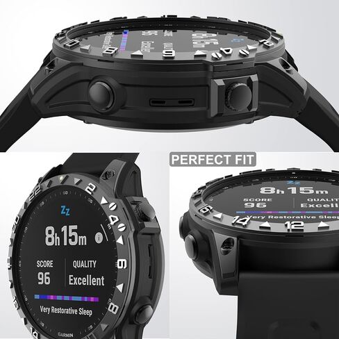 Bezel Ring Compatiable with Garmin Fenix 7X, Stainless Steel Bezel Ring Adhesive Cover Anti Scratch & Collision Protector for Garmin Fenix 7X Sapphire Solar (Black - Not for 7/7S) in Kuwait