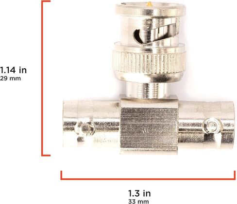 BNC T Adapter - T-Shaped Coax Splitter - 1 Male Port to 2 Female Ports, Coaxial Cable Extension - 25 Pack in Saudi Arabia