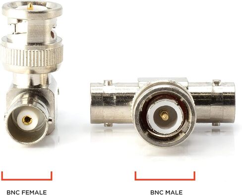 BNC T Adapter - T-Shaped Coax Splitter - 1 Male Port to 2 Female Ports, Coaxial Cable Extension - 25 Pack in Saudi Arabia