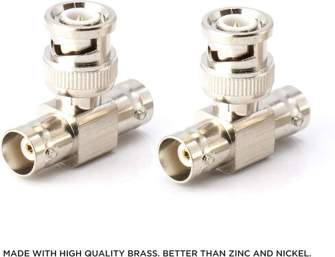 BNC T Adapter - T-Shaped Coax Splitter - 1 Male Port to 2 Female Ports, Coaxial Cable Extension - 25 Pack in Saudi Arabia