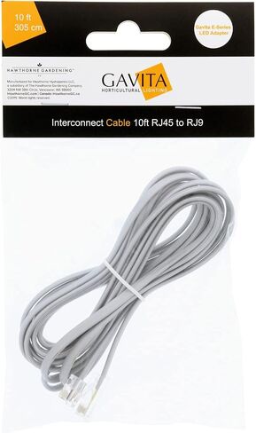 Gavita E-Series LED Adapter Interconnect Cable, 10 ft., RJ45 to RJ9,White in Saudi Arabia