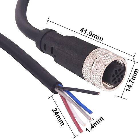 M12 Female 5 Pin Aviation Socket Electrical Cable,Lonlonty M12 Aviation Sensor Cable 6.5Ft/2M (5-Pin,Straight,Female) in Kuwait