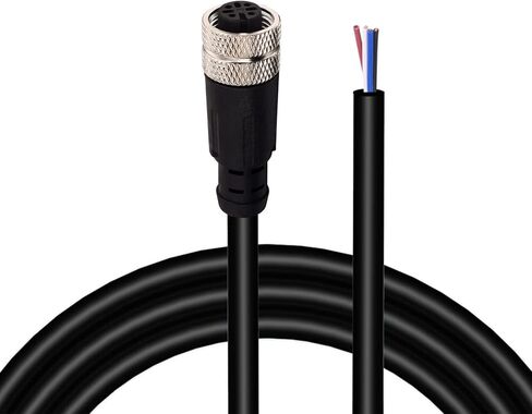 M12 Female 5 Pin Aviation Socket Electrical Cable,Lonlonty M12 Aviation Sensor Cable 6.5Ft/2M (5-Pin,Straight,Female) in Kuwait