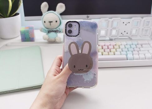 اللون الأصفر ليوم الاثنين: مقبض هاتف أرنب أرنب، حلية، حامل، حامل، جريبتوك، قابل للتوسيع (بني داكن) in Kuwait