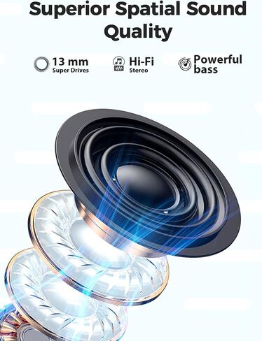 DazDalee Wireless Bluetooth 5.3 Headphones, Ergonomic Design in-Ear Headset, 20Hrs Playtime with Wireless Charging Case, IPX7 Waterproof in Kuwait