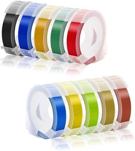 Replacement 3D Embossing Labels Tape Compatible with Dymo Embossing Label Maker DIY Manual Label Printer,1/4''x 9.8',10 Colours Plastic Organizer Embossing Label Makers 1610 Tape 10 Rolls in Saudi Arabia
