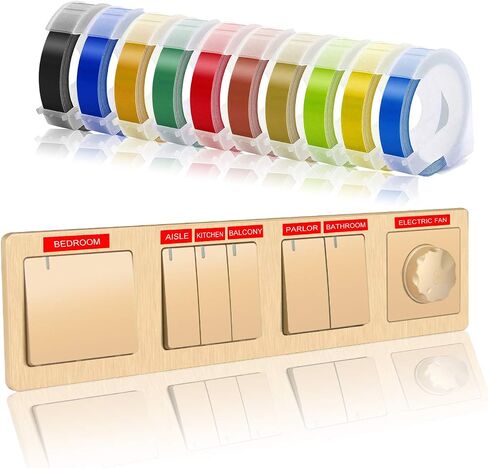 Replacement 3D Embossing Labels Tape Compatible with Dymo Embossing Label Maker DIY Manual Label Printer,1/4''x 9.8',10 Colours Plastic Organizer Embossing Label Makers 1610 Tape 10 Rolls in Saudi Arabia