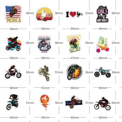 ملصقات وشارات الدراجة الترابية | 50 قطعة من ملصقات الفينيل الجمالية المقاومة للماء للخوذة، والكمبيوتر المحمول، وزجاجة المياه، ولوح التزلج، وملصقات الدراجة الترابية المضحكة للبالغين، والمراهقين، والفتيان والفتيات in Kuwait