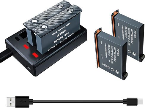 بطارية Adaptom Insta360 ONE X2 (عبوتان) وحزمة قاعدة شاحن USB ثلاثية سريعة متوافقة مع بطاريات Insta 360 الأصلية وملحقات الشاحن (البطارية غير مقاومة للماء) in Kuwait