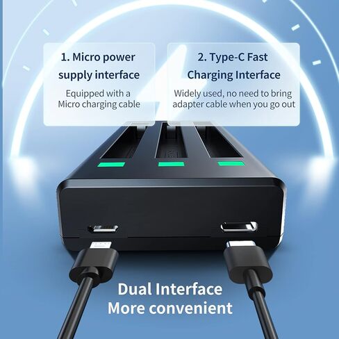 بطارية Adaptom Insta360 ONE X2 (عبوتان) وحزمة قاعدة شاحن USB ثلاثية سريعة متوافقة مع بطاريات Insta 360 الأصلية وملحقات الشاحن (البطارية غير مقاومة للماء) in Kuwait