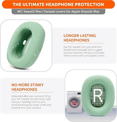 WC SweatZ Max - Patented Silicone Sweat Covers for AirPods Max 1 | Made by Wicked Cushions | (Does Not Fit AirPods Max 2). Sweatproof, Full Earpad Protection | Black in Kuwait