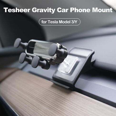 Tesheer Gravity Car Phone Mount for Tesla Model 3 / Model Y 2016-2023 Automatically Grip Foldable Car Mount Phone Holder for Cell Phones Accessories in Kuwait