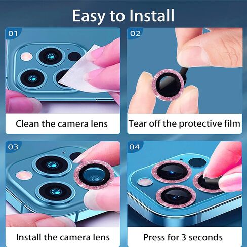 Nothers 3 Pack Bling Camera Lens Protector Compatible with iPhone 12/12 Pro /12 Mini/11/11 /11 Max, HD Tempered Glass Screen Protector, Glitter Protective Cover for Back Accessories (Silver) in Kuwait