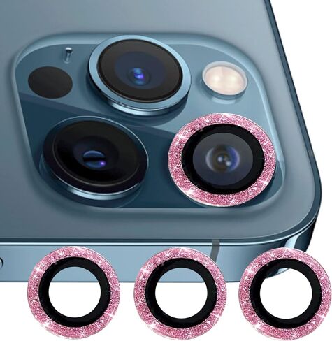 Nothers 3 Pack Bling Camera Lens Protector Compatible with iPhone 12/12 Pro /12 Mini/11/11 /11 Max, HD Tempered Glass Screen Protector, Glitter Protective Cover for Back Accessories (Silver) in Kuwait