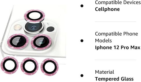 Nothers 3 Pack Bling Camera Lens Protector Compatible with iPhone 12/12 Pro /12 Mini/11/11 /11 Max, HD Tempered Glass Screen Protector, Glitter Protective Cover for Back Accessories (Silver) in Kuwait