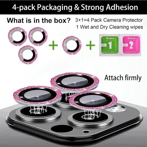Nothers 3 Pack Bling Camera Lens Protector Compatible with iPhone 12/12 Pro /12 Mini/11/11 /11 Max, HD Tempered Glass Screen Protector, Glitter Protective Cover for Back Accessories (Silver) in Kuwait