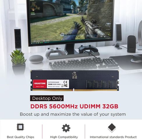 【DDR5 RAM】 GIGASTONE Desktop RAM 64GB (2x32GB) DDR5 RAM 64GB DDR5-5600MHz PC5-44800 CL46 1.1V 288 Pin Non- ECC Unbuffered UDIMM for PC Computer Desktop Memory Module (Desktop ONLY) in Saudi Arabia