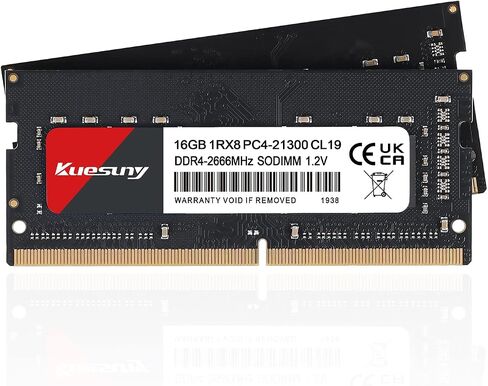 Kuesuny DDR4 Ram 32GB 2666MHz (2x16GB) Kit PC4-21300 Non-ECC Unbuffered 1.2V CL19 1Rx8 Single Rank 260 Pin Sodimm كمبيوتر محمول كمبيوتر محمول ذاكرة الوصول العشوائي وحدة ذاكرة الوصول العشوائي in Kuwait