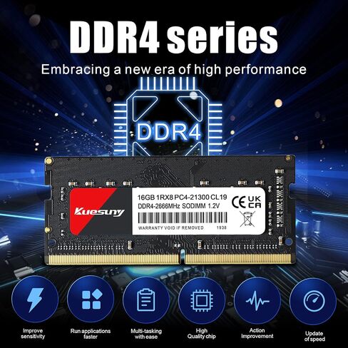 Kuesuny DDR4 Ram 32GB 2666MHz (2x16GB) Kit PC4-21300 Non-ECC Unbuffered 1.2V CL19 1Rx8 Single Rank 260 Pin Sodimm كمبيوتر محمول كمبيوتر محمول ذاكرة الوصول العشوائي وحدة ذاكرة الوصول العشوائي in Kuwait