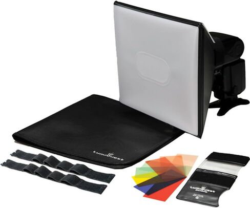 Lumiquest 9-Piece Colored Gel Strobist SoftBox Lighting Kit LQ-132 with UltraStrap Bundle - Features Light Modifier, Shadow Reducer and Light Diffuser - Includes FXtra Compact Flash Gel Flash Balancer in Saudi Arabia