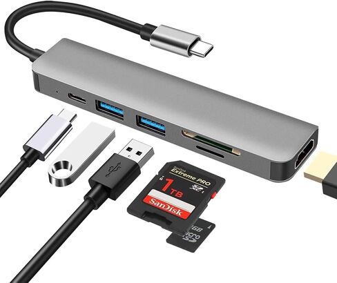 موزع USB C 5 في 1، محول محور USB من النوع C مع منفذ HDMI 4K، 2 X منافذ USB 3.0، فتحات بطاقة Sd وبطاقة Micro Sd لأجهزة MacBook 12 الجديدة، MacBook Pro، Huawei Matebook، Chromebook Pixel 2015 in Kuwait