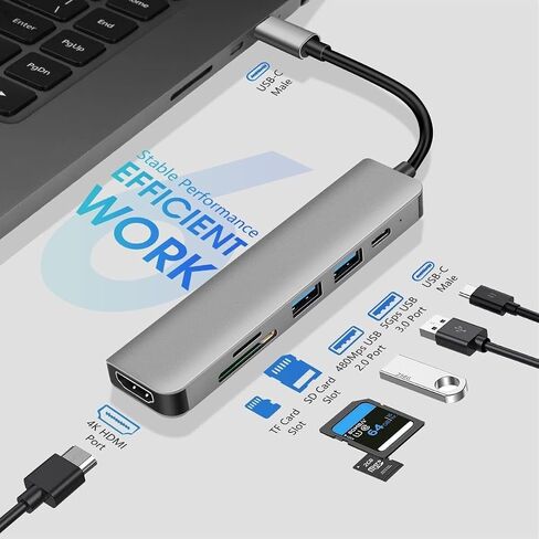موزع USB C 5 في 1، محول محور USB من النوع C مع منفذ HDMI 4K، 2 X منافذ USB 3.0، فتحات بطاقة Sd وبطاقة Micro Sd لأجهزة MacBook 12 الجديدة، MacBook Pro، Huawei Matebook، Chromebook Pixel 2015 in Kuwait