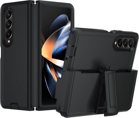 تصميم TDTOK لهاتف Samsung Galaxy Z Fold 4 حافظة حافظة، حافظة رفيعة متينة مقاومة للصدمات Z Fold 4 مع مسند بمشبك حزام دوار وحافظة حماية من الدرجة العسكرية لهاتف Galaxy Z Fold 4 مع مشبك حزام in Kuwait