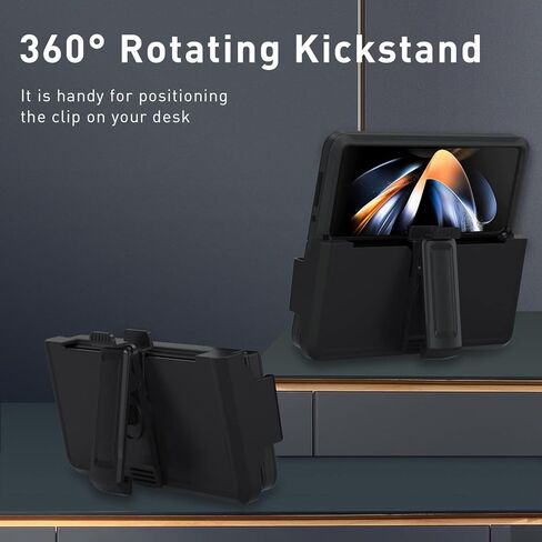 تصميم TDTOK لهاتف Samsung Galaxy Z Fold 4 حافظة حافظة، حافظة رفيعة متينة مقاومة للصدمات Z Fold 4 مع مسند بمشبك حزام دوار وحافظة حماية من الدرجة العسكرية لهاتف Galaxy Z Fold 4 مع مشبك حزام in Kuwait