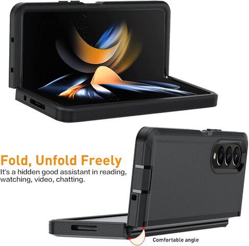 تصميم TDTOK لهاتف Samsung Galaxy Z Fold 4 حافظة حافظة، حافظة رفيعة متينة مقاومة للصدمات Z Fold 4 مع مسند بمشبك حزام دوار وحافظة حماية من الدرجة العسكرية لهاتف Galaxy Z Fold 4 مع مشبك حزام in Kuwait