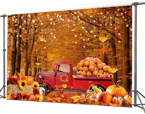 CYLYH 7x5ft الخريف الغابات الحمراء شاحنة خلفية سقوط الحصاد اليقطين مزرعة عيد الشكر يوم استحمام الطفل الأصدقاء لوازم الحفلات الديكور راية الخلفية in Kuwait