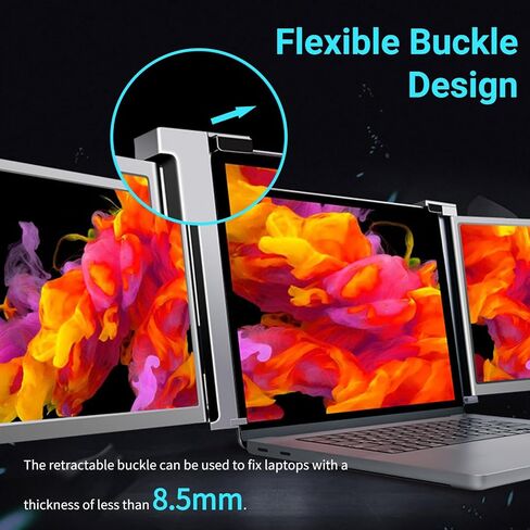Yunseity 15.4in Laptop Screen Extender, 1080P Rotatable Dual Monitors Extenders, Type C Ports Retractable Stand Portable Dual Extender Laptop Screen for Office Plug and Play in Saudi Arabia