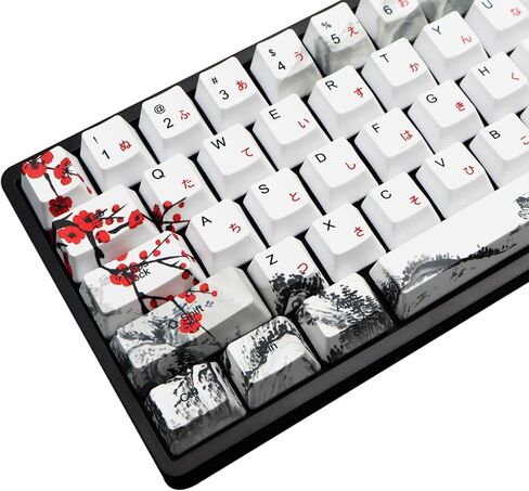 MOLGRIA Keycaps 68 Set for RK68 GK68 Mechanical Keyboard, Custom PBT OEM Profile Key Caps Japanese Style with Keycap Puller for Gateron Kailh Cherry MX Switch ANSI Layout Keyboard(Plum Blossom) in Saudi Arabia