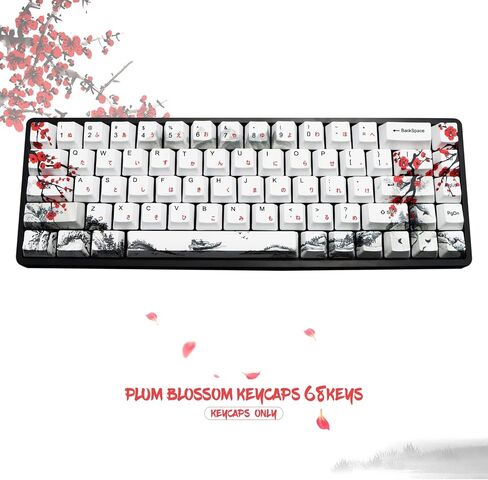 MOLGRIA Keycaps 68 Set for RK68 GK68 Mechanical Keyboard, Custom PBT OEM Profile Key Caps Japanese Style with Keycap Puller for Gateron Kailh Cherry MX Switch ANSI Layout Keyboard(Plum Blossom) in Saudi Arabia