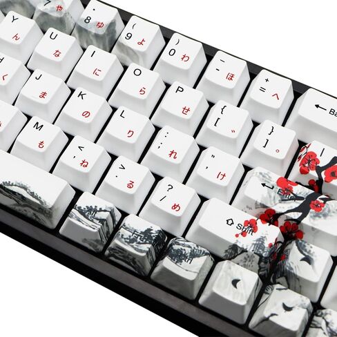 MOLGRIA Keycaps 68 Set for RK68 GK68 Mechanical Keyboard, Custom PBT OEM Profile Key Caps Japanese Style with Keycap Puller for Gateron Kailh Cherry MX Switch ANSI Layout Keyboard(Plum Blossom) in Saudi Arabia