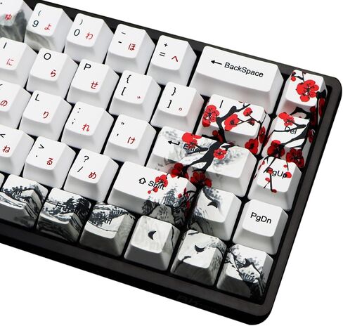MOLGRIA Keycaps 68 Set for RK68 GK68 Mechanical Keyboard, Custom PBT OEM Profile Key Caps Japanese Style with Keycap Puller for Gateron Kailh Cherry MX Switch ANSI Layout Keyboard(Plum Blossom) in Saudi Arabia