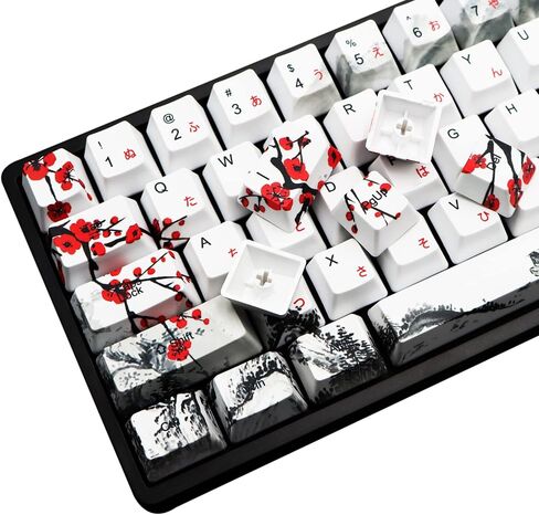 MOLGRIA Keycaps 68 Set for RK68 GK68 Mechanical Keyboard, Custom PBT OEM Profile Key Caps Japanese Style with Keycap Puller for Gateron Kailh Cherry MX Switch ANSI Layout Keyboard(Plum Blossom) in Saudi Arabia