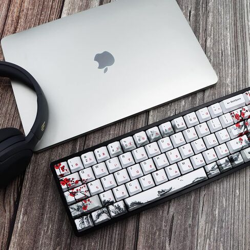 MOLGRIA Keycaps 68 Set for RK68 GK68 Mechanical Keyboard, Custom PBT OEM Profile Key Caps Japanese Style with Keycap Puller for Gateron Kailh Cherry MX Switch ANSI Layout Keyboard(Plum Blossom) in Saudi Arabia