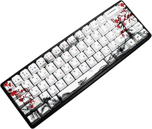 MOLGRIA Keycaps 68 Set for RK68 GK68 Mechanical Keyboard, Custom PBT OEM Profile Key Caps Japanese Style with Keycap Puller for Gateron Kailh Cherry MX Switch ANSI Layout Keyboard(Plum Blossom) in Saudi Arabia