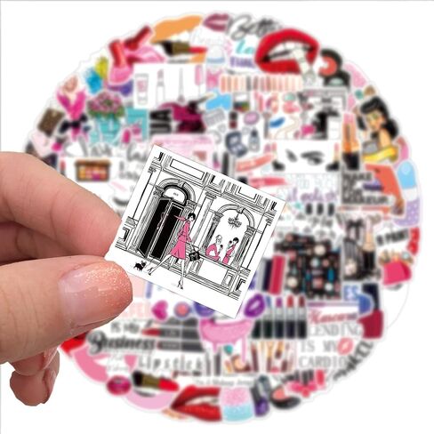 100 قطعة من ملصقات المكياج بتصميم رترو جميل للاطفال والبنات والمراهقين، ملصقات فينيل مقاومة للماء لزجاجة المياه والثلاجة والكمبيوتر واللابتوب ولوح التزلج والخوذة in Saudi Arabia