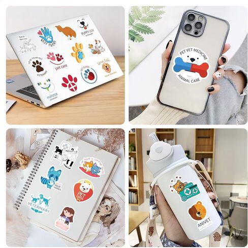 LOVELYLIFE 200pcs Veterinary Stickers Cool Treatment Animal Health Vet Tech Stickers Vinyl Waterproof Stickers for Adults Pet Family, Gifts for Veterinarian Office, Vet Gifts (White-Veterinary) in Kuwait