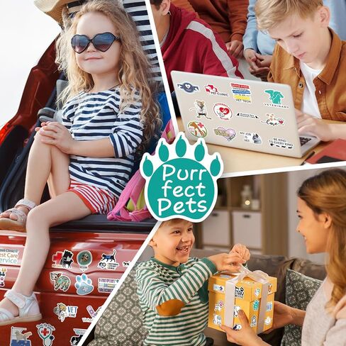 LOVELYLIFE 200pcs Veterinary Stickers Cool Treatment Animal Health Vet Tech Stickers Vinyl Waterproof Stickers for Adults Pet Family, Gifts for Veterinarian Office, Vet Gifts (White-Veterinary) in Kuwait