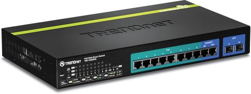 محول TRENDnet 8-Port Gigabit PoE+ و2-Port Gigabit Ethernet Web Smart Switch مع فتحتين SFP مشتركتين، قابل للتركيب على حامل، TPE-1020WS (متجدد) in Kuwait