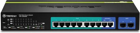 محول TRENDnet 8-Port Gigabit PoE+ و2-Port Gigabit Ethernet Web Smart Switch مع فتحتين SFP مشتركتين، قابل للتركيب على حامل، TPE-1020WS (متجدد) in Kuwait
