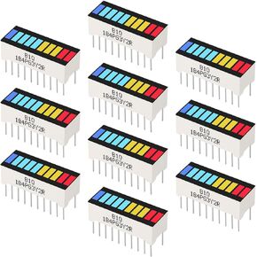 AITRIP 10PCS 10 قطعة LED عرض الرسم البياني مع 4 ألوان (2xSuper Red+3xYellow+4xSuper Green+1xBlue) رسم بياني شريطي LED واحد لـ Arduino وDIY in Kuwait