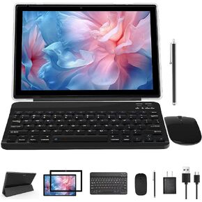 Tablet 2 in 1 Tablets 10 inch Android 15 Tablet Set with Keyboard Case Mouse Stylus Pen, 8GB+32GB Tablets 10.1" HD Touch Screen Tab, 2MP+8MP Dual Camera 6000mAh battery WiFi6 Bluetooth Tableta PC Pink in Kuwait