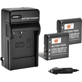 بطارية DSTE 2X NP-40 + شاحن متوافق مع كاميرا Casio EX-FC100 FC150 FC160S Z400 PRO P505 P600 P700 Zoom Z100 Z1000 in Kuwait